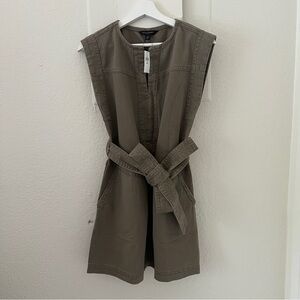 Banana Republic Size XS Split Neck Utility Dress Light Khaki